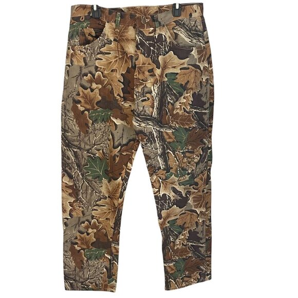 Vintage Wrangler Rugged Wear Advantage Mens Leaf Camo Pants Size 36/32 Hunting - Picture 1 of 9
